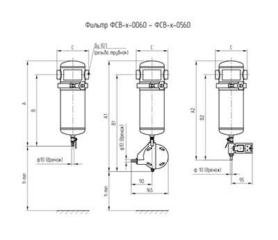Муфтовые фильтры сжатого воздуха ФСВ - схема