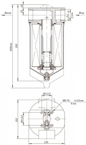 Габаритные и присоединительные размеры фильтра ФВА