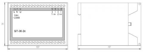 Схема габаритов блока питания БП36-2к