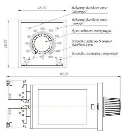 Схема габаритов температурных регуляторов МИК-1-200