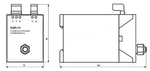 Схема габаритов преобразователя ПЕП-11