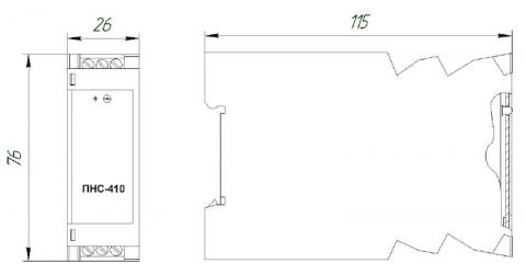 Схема габаритов преобразователя ПНС-410