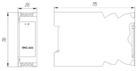 Габаритные размеры преобразователя ПНС-420