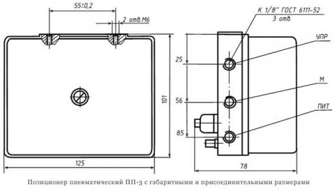 Схема габаритов позиционера ПП-3