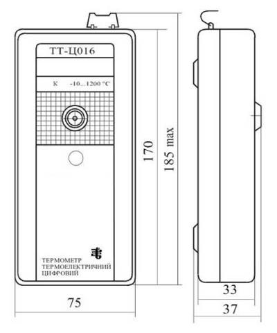 Схема габаритов термометра ТТ-Ц016