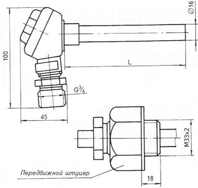 Рис.1. Чертеж термопреобразователя ТПР-1273