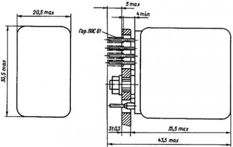 Рис.1. Габаритные размеры реле электромагнитного РЭС 32