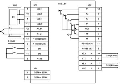 Рис.1. Схема подключения РТЭ-4.1Р прецизионного измерительного прибора