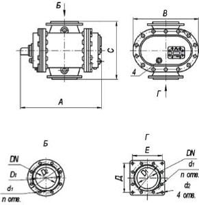 Рис.2. Габаритные размеры счетчиков газа РГК-Ех типорозмеров G250, G400