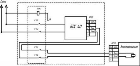 Рис.2. Схема подключения электромагнита КЭП 800