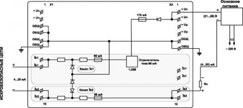Рис.4. Функциональная схема блока искрозащиты PSA-03Ex.04