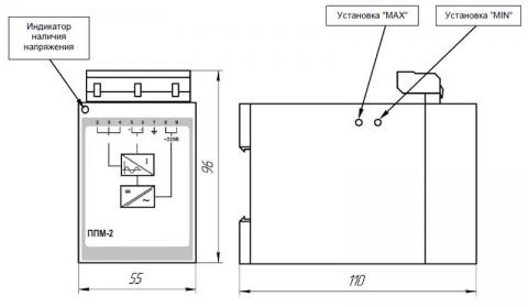 Схема габаритов преобразователя ППМ-2