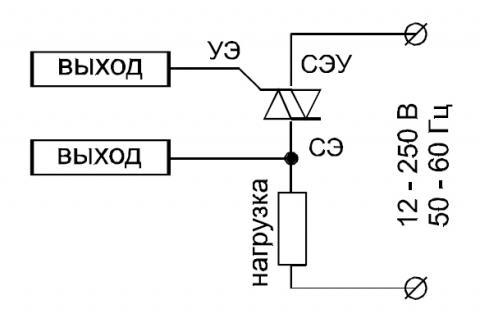 Схема подключения симисторов ТС 122-25, ТС 142-80