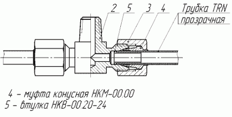 Рис.2. Схема соединений тройниковох (с трубкой TRN)