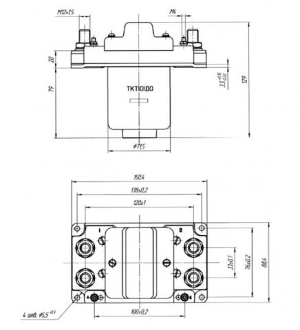 Контактор ТКТ-101ДО - схема габаритных размеров