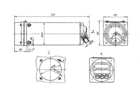 Схема габаритных размеров вторичного прибора ВМД 4882-03